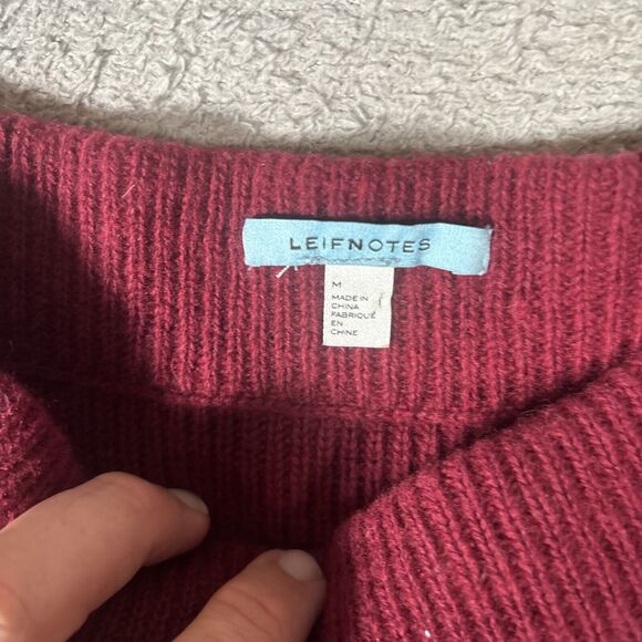 Leif Notes Skirt Wool Blend Fit And Flare Women’s Size M Burgundy‎ Chunky Knit - Picture 7 of 12